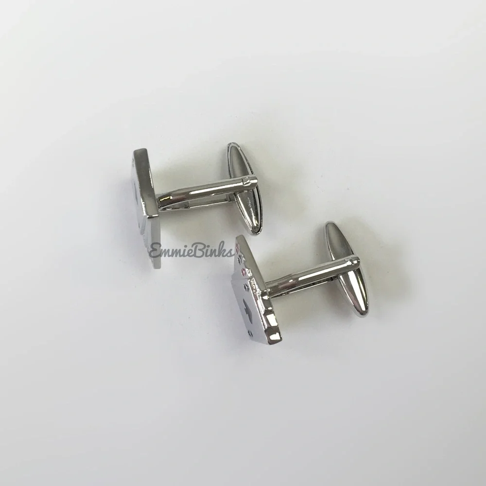 New Aces Wild Four Ace Silver Playing Card Cufflinks ~ Poker ~Groom / Best Man